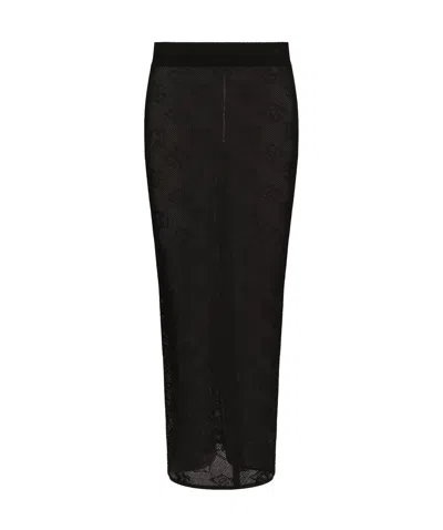 Dolce & Gabbana Dg-jacquard Midi Skirt In Black