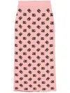 Dolce & Gabbana Pink Skirt With Pencil Design And All-over Printed Dg Logo In Viscose Blend Woman In Pink