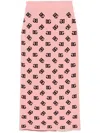 Dolce & Gabbana Pink Skirt With Pencil Design And All-over Printed Dg Logo In Viscose Blend Woman In Pink