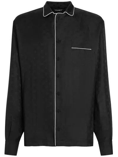 Dolce & Gabbana Dg-jacquard Shirt In Black
