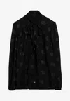 Dolce & Gabbana Black Shirt With Bow And Jacquard Dg Logo In Black