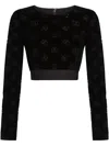 Dolce & Gabbana Cotton Chenille Crop Top With Logo In Black