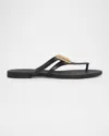 Dolce & Gabbana Women Black Thong Sandals With Logo Plaque On The Front In Rubber Woman