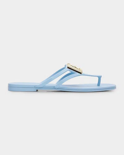 Dolce & Gabbana Dg Jelly Flat Thong Sandals In Blue