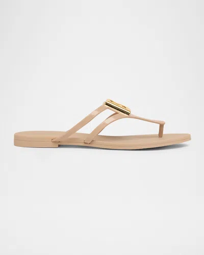 Dolce & Gabbana Dg Jelly Flat Thong Sandals In Nude
