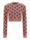 Dolce & Gabbana Crew Neck Cropped Knitwear In Nude & Neutrals
