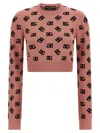 Dolce & Gabbana Crew Neck Cropped Knitwear In Pink