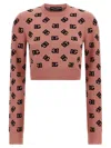 Dolce & Gabbana Crew Neck Cropped Knitwear In Pink