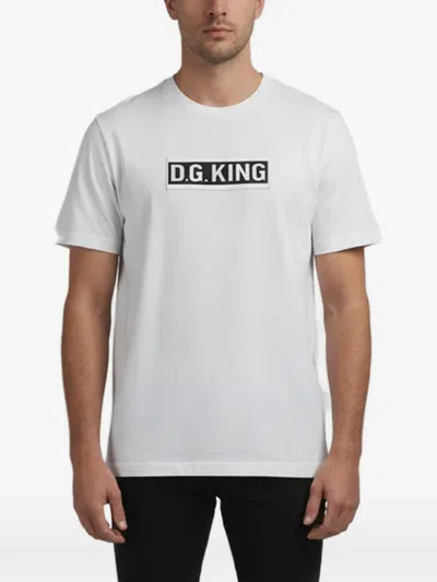 Pre-owned Dolce & Gabbana Dg King Appliqué T-shirt In White