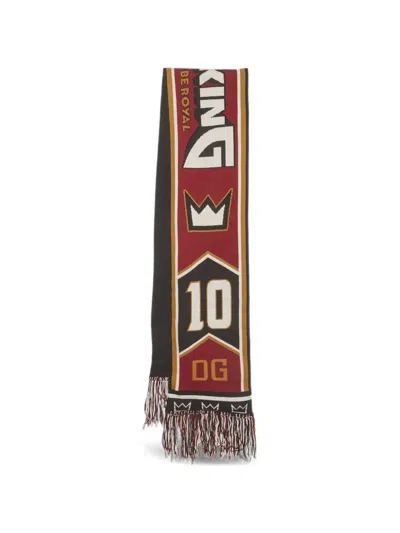 Pre-owned Dolce & Gabbana Dg King Fringed Shawl In Red