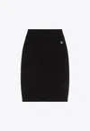 Dolce & Gabbana Milano Rib Miniskirt With Dg Logo In Black