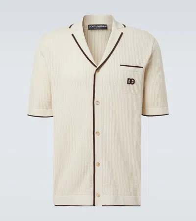 Dolce & Gabbana Dg Knitted Cotton Shirt In Neutral