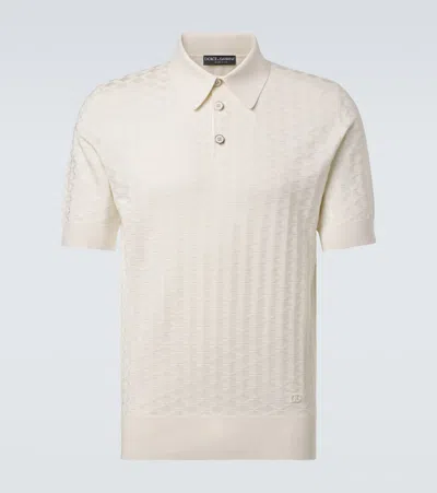 Dolce & Gabbana Dg Knitted Silk Polo Shirt In White