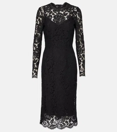 Dolce & Gabbana Dg Lace Midi Dress In Black