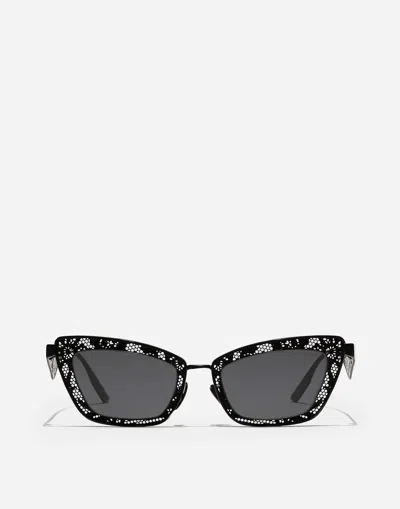Dolce & Gabbana Cat-eye-sonnenbrille Mit Blumen In Black