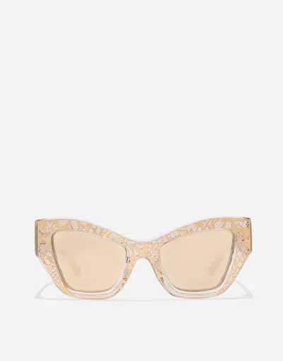 Dolce & Gabbana Dg Lace Sunglasses In Gold