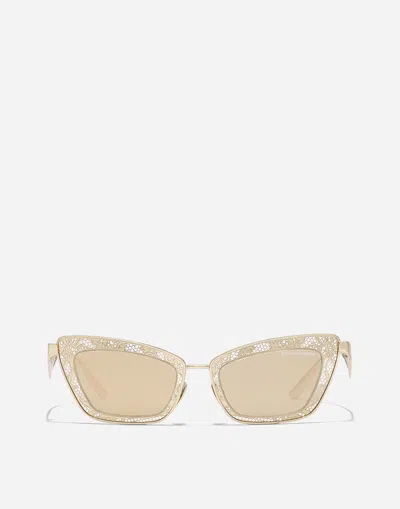 Dolce & Gabbana Dg Lace Sunglasses In Gold Plated