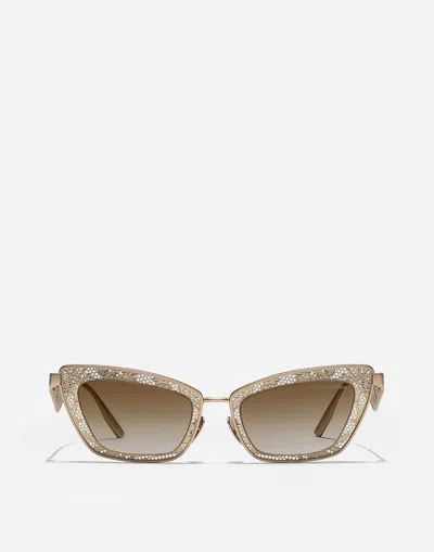 Dolce & Gabbana Dg Lace Sunglasses In Matte Gold