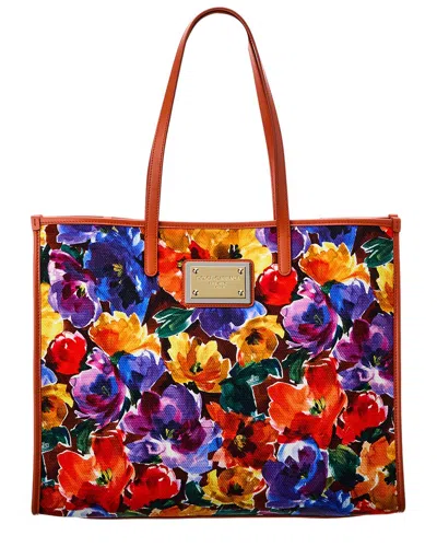 Dolce & Gabbana Dg Large Canvas & Leather Shopper Tote In Orange