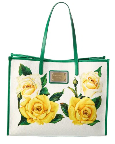 Dolce & Gabbana Dg Large Canvas & Leather Shopper Tote In Yellow