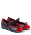Dolce & Gabbana Girls Navy Blue Embroidered Leather Pumps In Blue