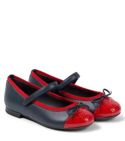 DOLCE & GABBANA BOW-DETAIL LEATHER BALLET FLATS