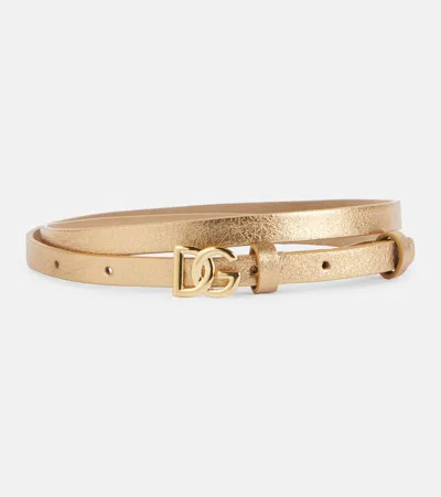 Dolce & Gabbana Dg Leather Belt In Gold
