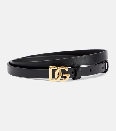 Dolce & Gabbana Calfskin Belt With Dg Logo For Women In Black