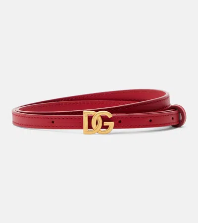 Dolce & Gabbana Dg Leather Belt In Red