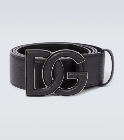 Dolce & Gabbana Dg Leather Belt In Schwarz