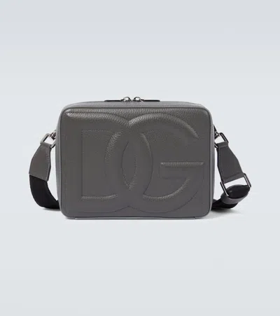 Dolce & Gabbana Dg Leather Camera Bag In Grigio