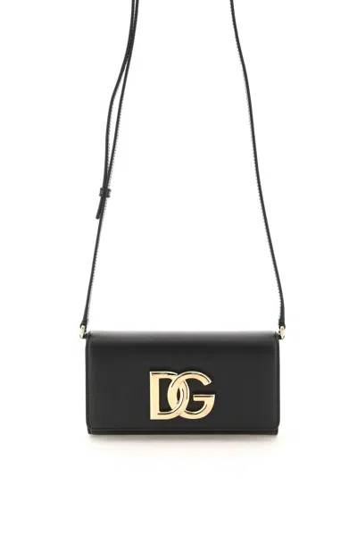 Dolce & Gabbana Dg Leather Clutch Bag In Black