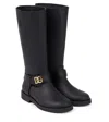 Dolce & Gabbana Dg Leather Knee-high Boots In Black