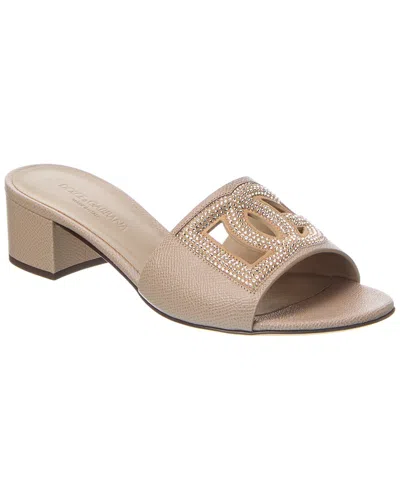 Dolce & Gabbana Dg Leather Sandal In Neutral
