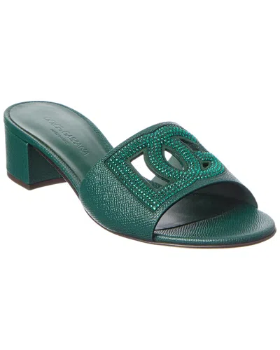 Dolce & Gabbana Dg Leather Sandal In Green