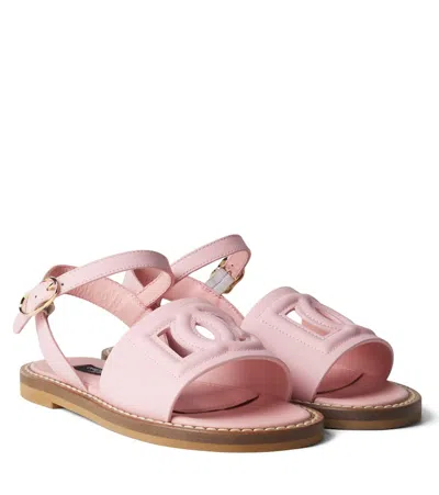 Dolce & Gabbana Kids' Dg Leather Sandals In Pink