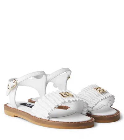 Dolce & Gabbana Kids' Dg Leather Sandals In White