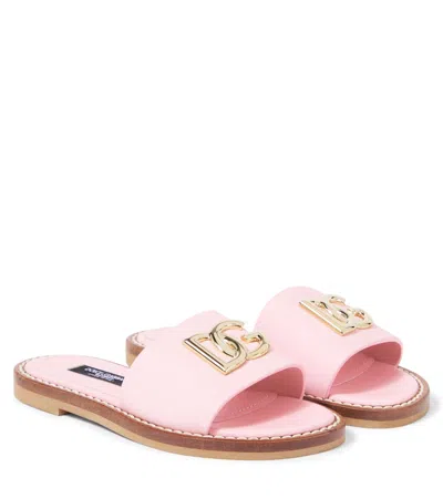 Dolce & Gabbana Kids' Dg Leather Slides