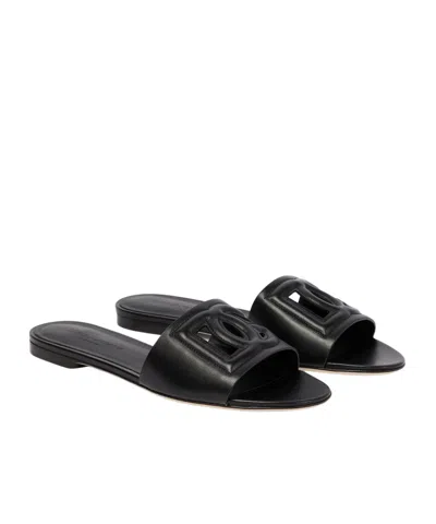 Dolce & Gabbana Flat Slides Sandals 36 In Black