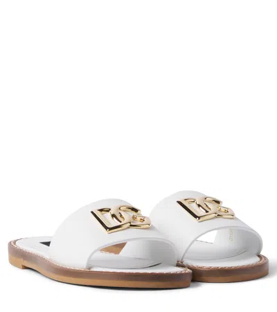 Dolce & Gabbana Dg Leather Slides In White