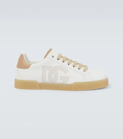 Dolce & Gabbana Dg Leather Sneakers In Weiss