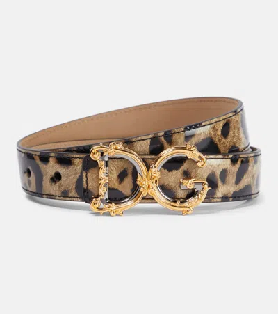 Dolce & Gabbana Dg Leopard-print Patent Leather Belt In Multicoloured
