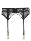 Dolce & Gabbana Lace Garter Belt With Logo In Black