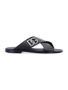 Dolce & Gabbana Black Sandals With Criss Cross Bands And Logo Detail In Leather Man