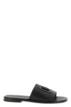 Dolce & Gabbana Black Sandals With Dg Logo Cut-out In Leather Man In Black