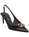 Dolce & Gabbana Black Slingback With Plate Logo In Patent Leather Woman In Black