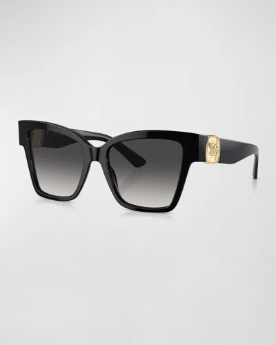 Dolce & Gabbana Dg Logo Acetate & Plastic Butterfly Sunglasses In Black