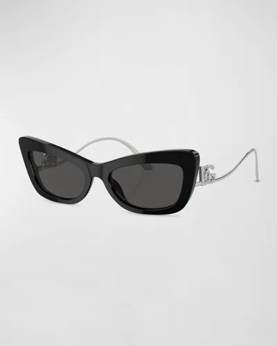 DOLCE & GABBANA DG LOGO ACETATE & PLASTIC CAT-EYE SUNGLASSES