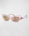 Dolce & Gabbana Dg Logo Acetate & Plastic Cat-eye Sunglasses In Rose