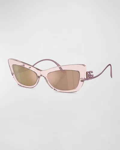DOLCE & GABBANA DG LOGO ACETATE & PLASTIC CAT-EYE SUNGLASSES